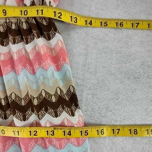 Rue 21 Women's Coral & Brown Geo Stripe Strapless Maxi Dress Size L - Picture 9 of 11